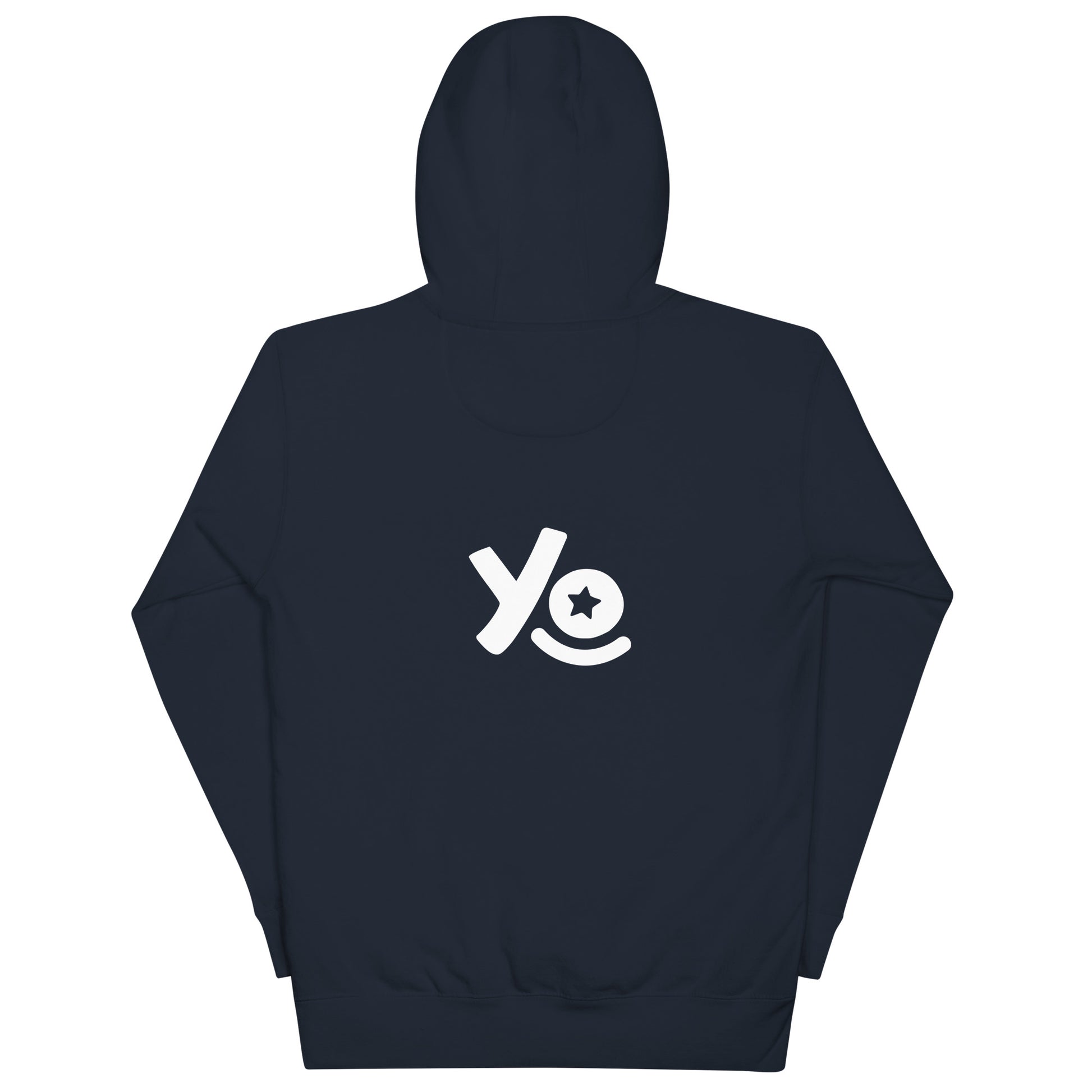 young inventors navy hoodie from the back